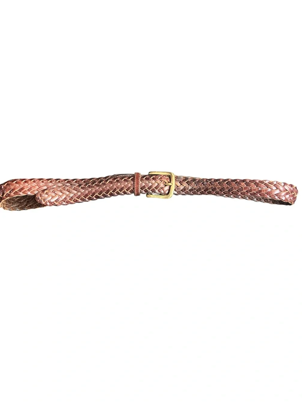 GAP Braided Leather Belt in Brown with Brass Buckle Size Medium